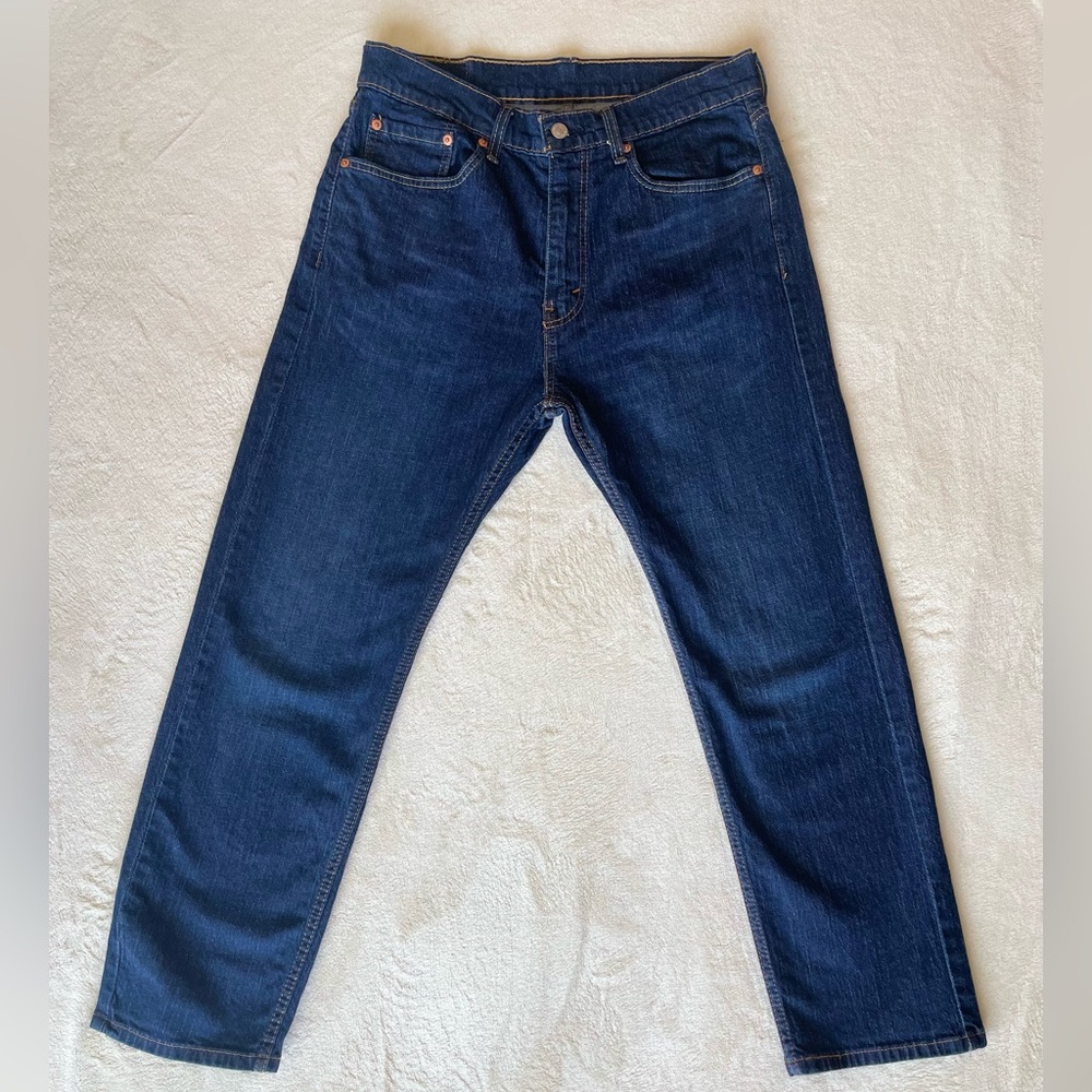 Levis 505 Jeans W34 L29 Mens Dark Blue Regular Straight Fit Stretch Denim